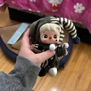 Striped Jester Doll with Red Nose